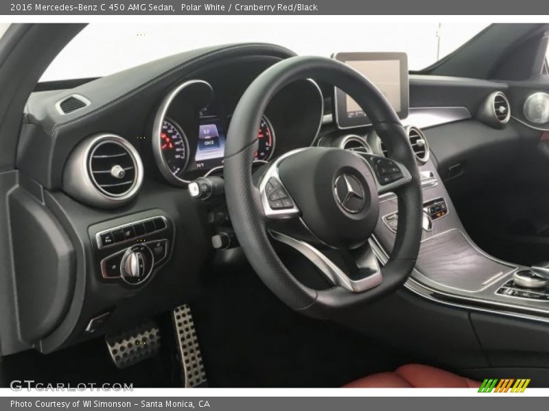 Polar White / Cranberry Red/Black 2016 Mercedes-Benz C 450 AMG Sedan