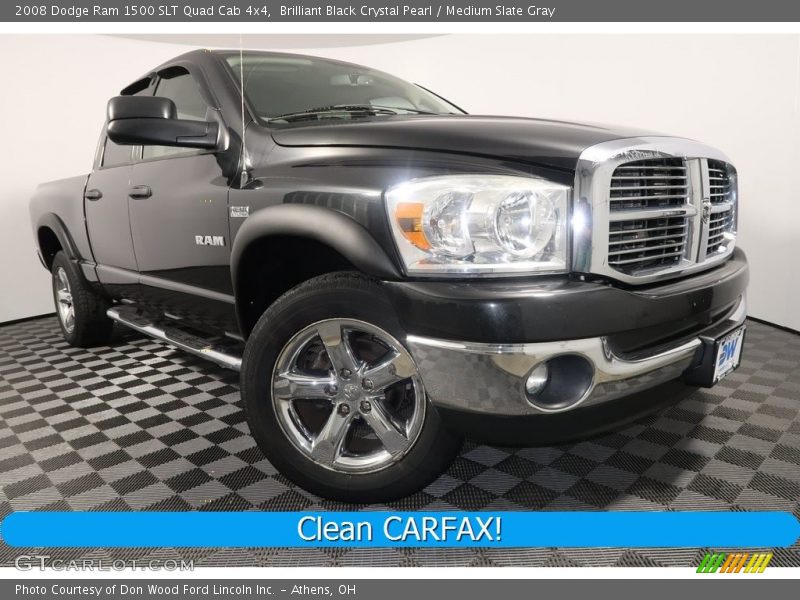Brilliant Black Crystal Pearl / Medium Slate Gray 2008 Dodge Ram 1500 SLT Quad Cab 4x4