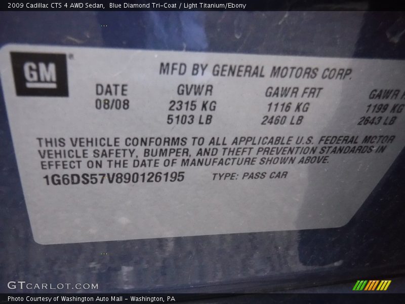Blue Diamond Tri-Coat / Light Titanium/Ebony 2009 Cadillac CTS 4 AWD Sedan