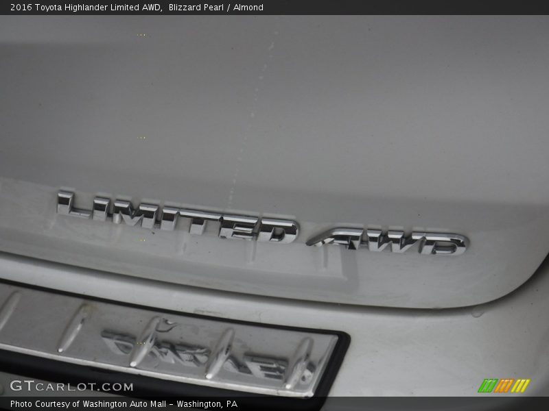 Blizzard Pearl / Almond 2016 Toyota Highlander Limited AWD