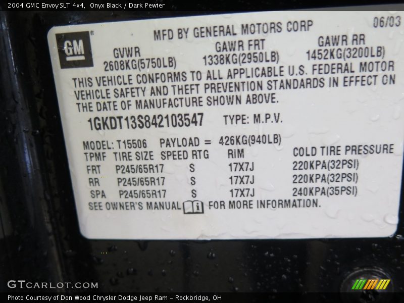 Onyx Black / Dark Pewter 2004 GMC Envoy SLT 4x4