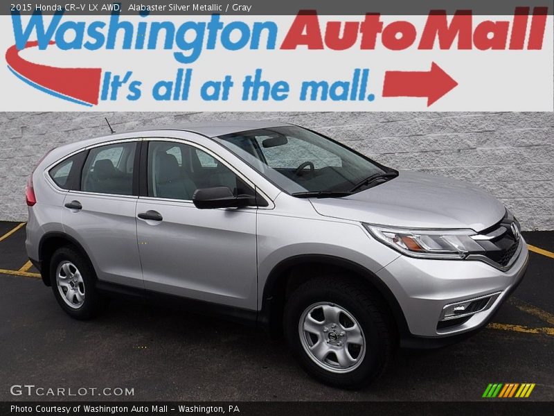 Alabaster Silver Metallic / Gray 2015 Honda CR-V LX AWD