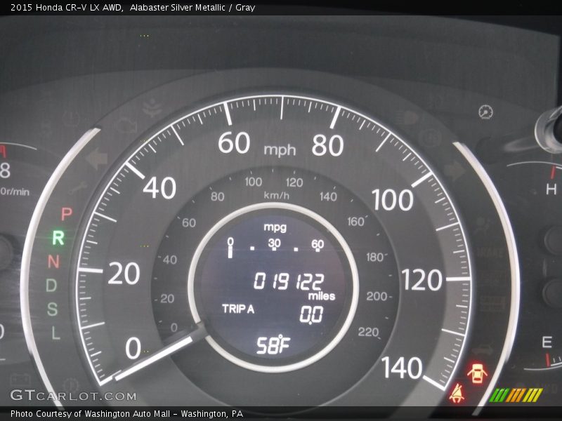 Alabaster Silver Metallic / Gray 2015 Honda CR-V LX AWD
