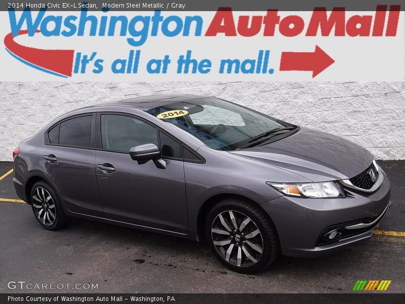 Modern Steel Metallic / Gray 2014 Honda Civic EX-L Sedan