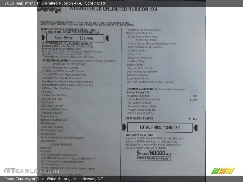 Gobi / Black 2018 Jeep Wrangler Unlimited Rubicon 4x4