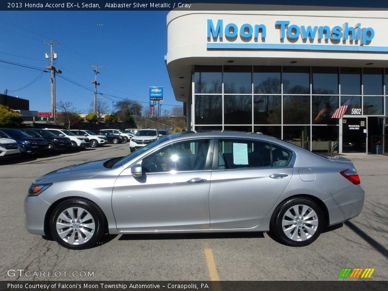 Alabaster Silver Metallic / Gray 2013 Honda Accord EX-L Sedan