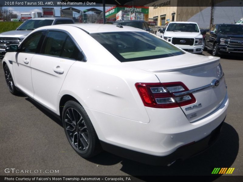 White Platinum / Dune 2018 Ford Taurus SEL AWD