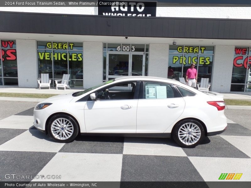 White Platinum / Charcoal Black 2014 Ford Focus Titanium Sedan