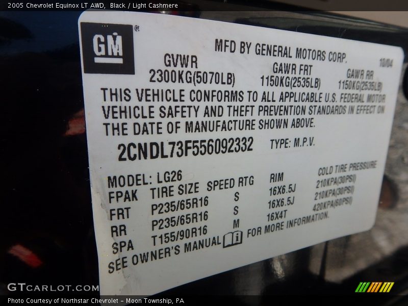 Black / Light Cashmere 2005 Chevrolet Equinox LT AWD