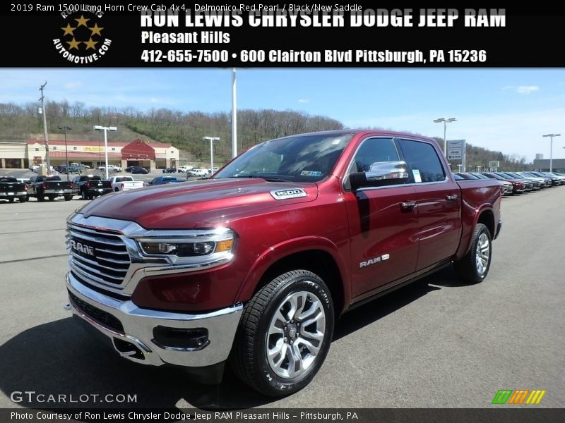 Delmonico Red Pearl / Black/New Saddle 2019 Ram 1500 Long Horn Crew Cab 4x4