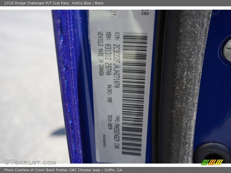 IndiGo Blue / Black 2018 Dodge Challenger R/T Scat Pack
