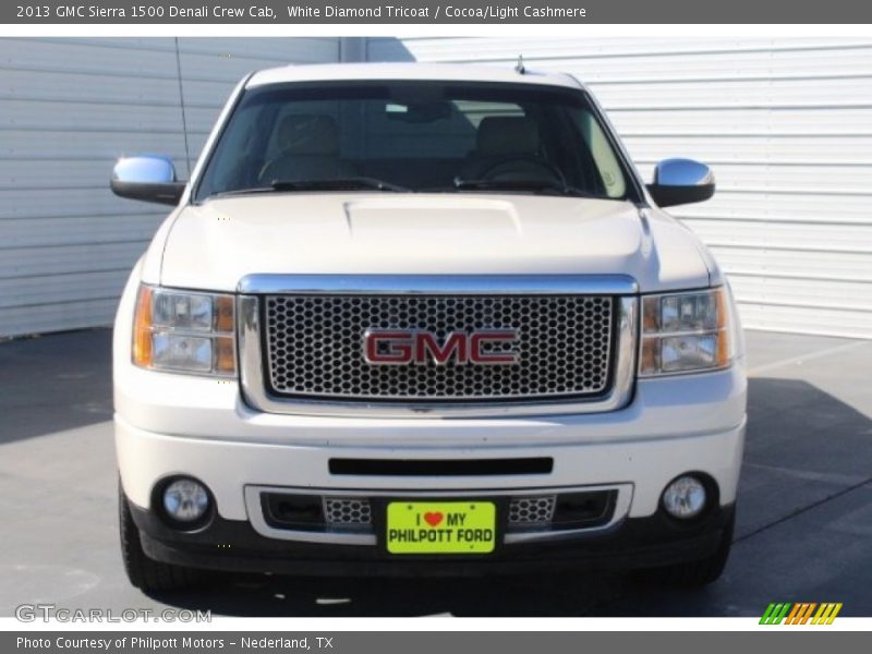 White Diamond Tricoat / Cocoa/Light Cashmere 2013 GMC Sierra 1500 Denali Crew Cab