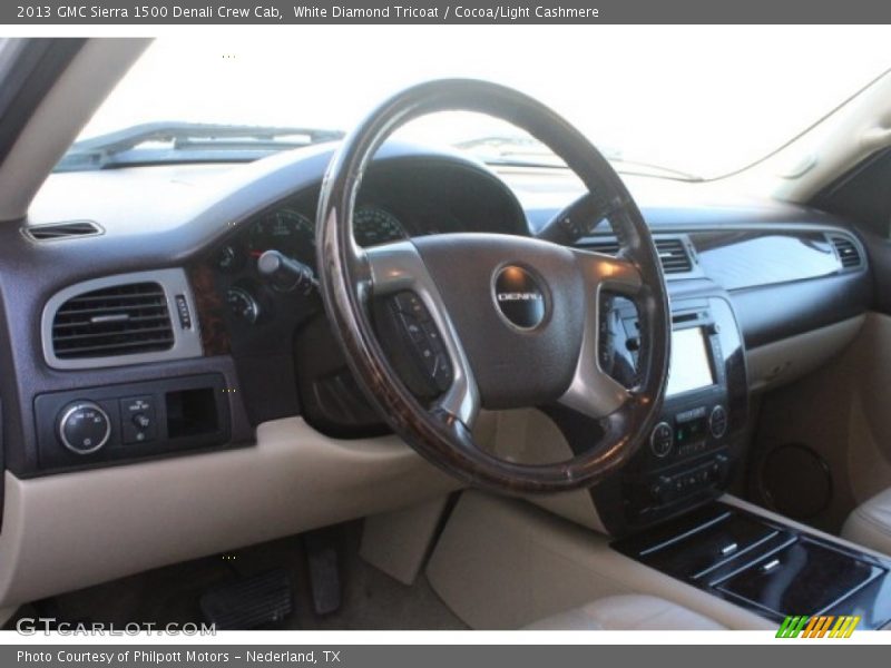 White Diamond Tricoat / Cocoa/Light Cashmere 2013 GMC Sierra 1500 Denali Crew Cab