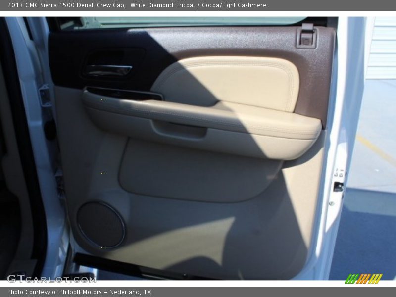 White Diamond Tricoat / Cocoa/Light Cashmere 2013 GMC Sierra 1500 Denali Crew Cab