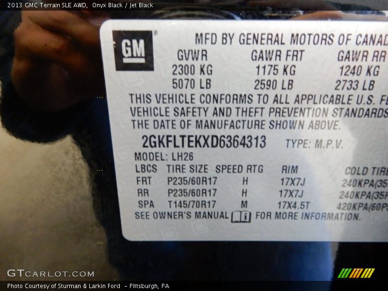 Onyx Black / Jet Black 2013 GMC Terrain SLE AWD