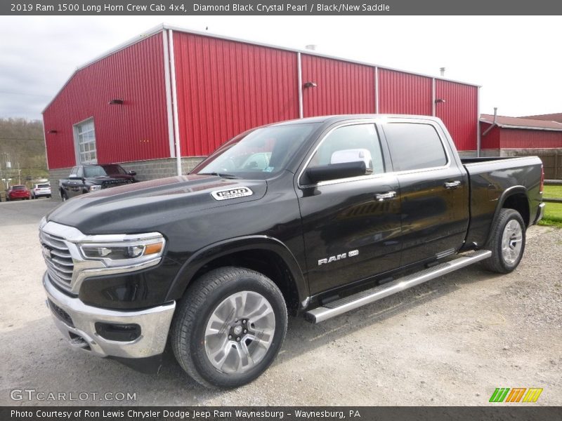 Diamond Black Crystal Pearl / Black/New Saddle 2019 Ram 1500 Long Horn Crew Cab 4x4