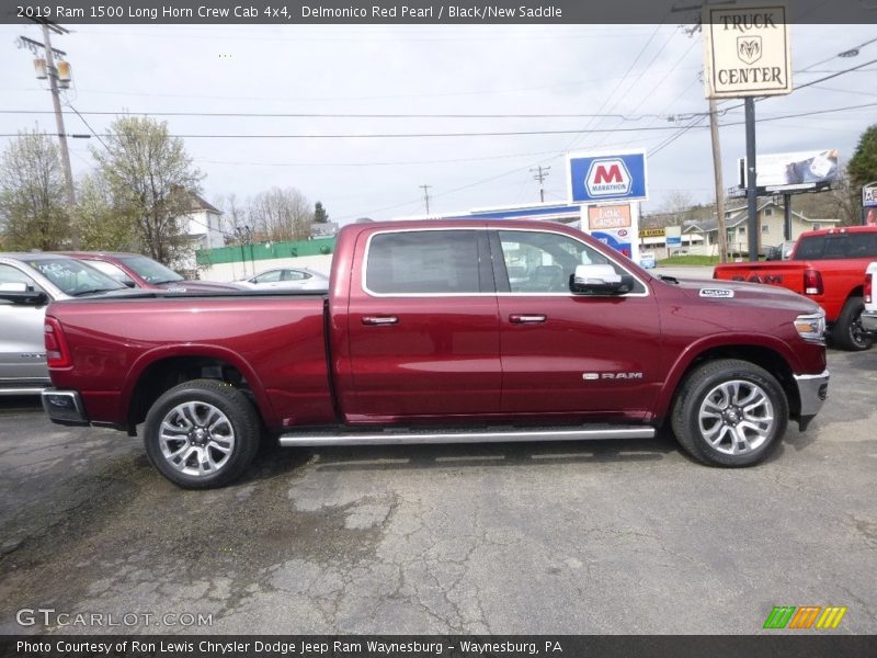 Delmonico Red Pearl / Black/New Saddle 2019 Ram 1500 Long Horn Crew Cab 4x4