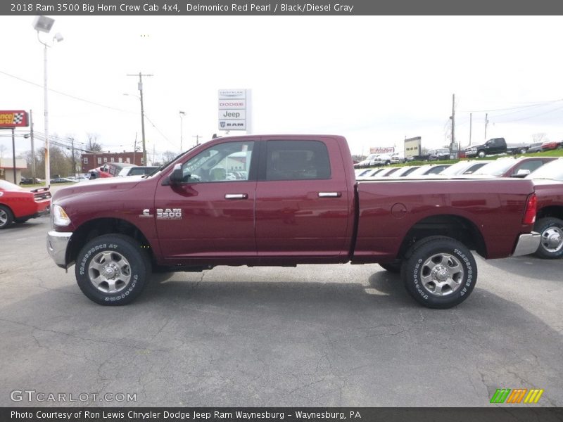 Delmonico Red Pearl / Black/Diesel Gray 2018 Ram 3500 Big Horn Crew Cab 4x4
