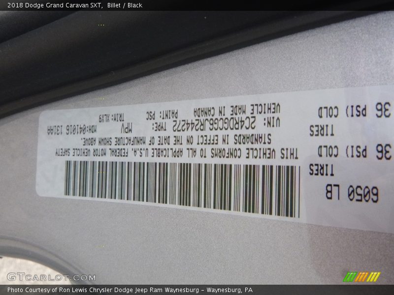 Billet / Black 2018 Dodge Grand Caravan SXT