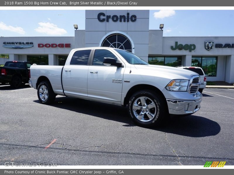 Bright Silver Metallic / Black/Diesel Gray 2018 Ram 1500 Big Horn Crew Cab