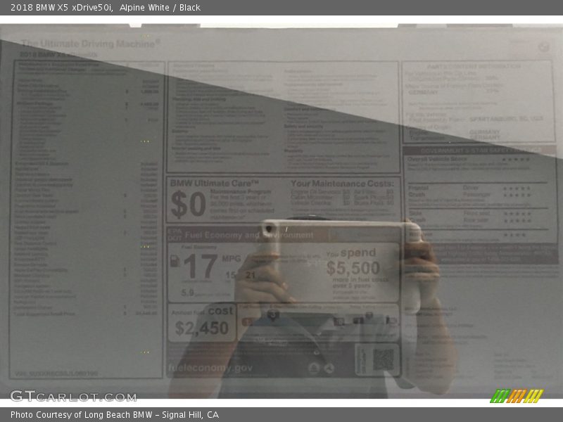 Alpine White / Black 2018 BMW X5 xDrive50i
