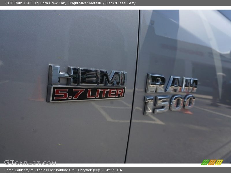 Bright Silver Metallic / Black/Diesel Gray 2018 Ram 1500 Big Horn Crew Cab