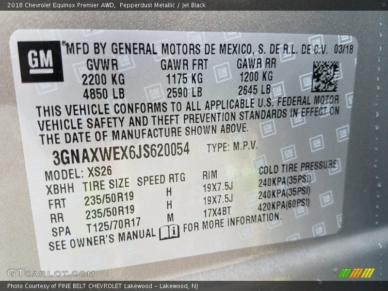 Pepperdust Metallic / Jet Black 2018 Chevrolet Equinox Premier AWD