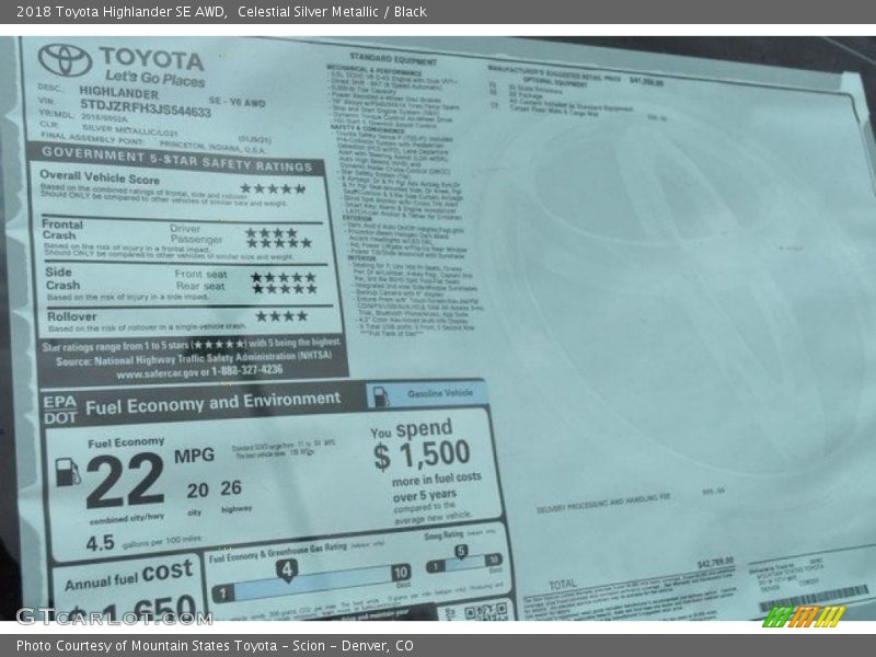 Celestial Silver Metallic / Black 2018 Toyota Highlander SE AWD