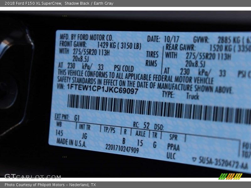 Shadow Black / Earth Gray 2018 Ford F150 XL SuperCrew