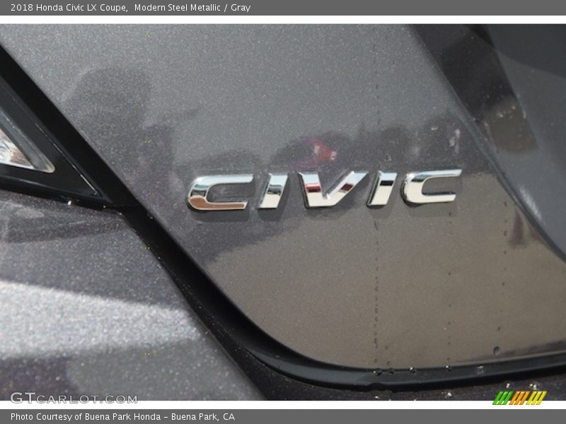 Modern Steel Metallic / Gray 2018 Honda Civic LX Coupe