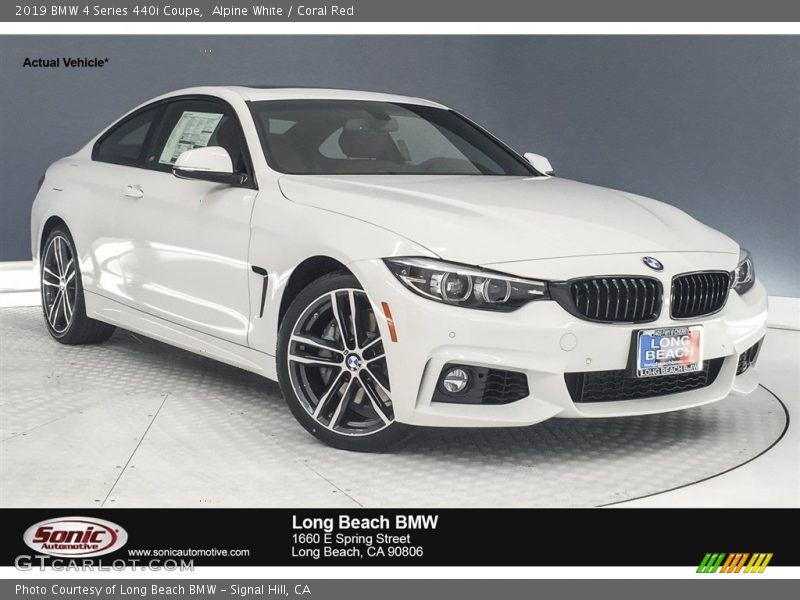 Alpine White / Coral Red 2019 BMW 4 Series 440i Coupe