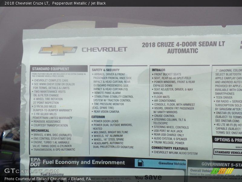 Pepperdust Metallic / Jet Black 2018 Chevrolet Cruze LT