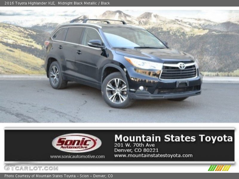 Midnight Black Metallic / Black 2016 Toyota Highlander XLE
