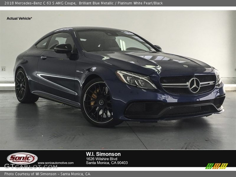 Brilliant Blue Metallic / Platinum White Pearl/Black 2018 Mercedes-Benz C 63 S AMG Coupe