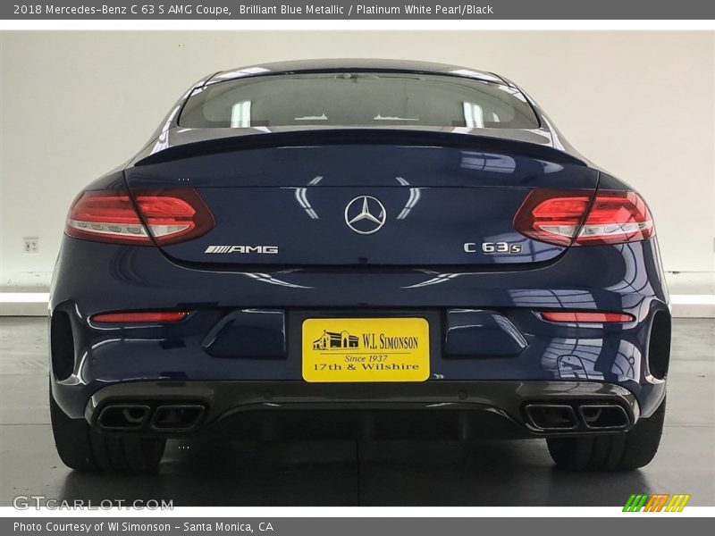 Brilliant Blue Metallic / Platinum White Pearl/Black 2018 Mercedes-Benz C 63 S AMG Coupe