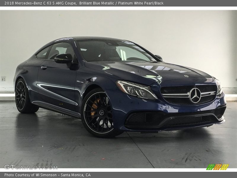 Brilliant Blue Metallic / Platinum White Pearl/Black 2018 Mercedes-Benz C 63 S AMG Coupe