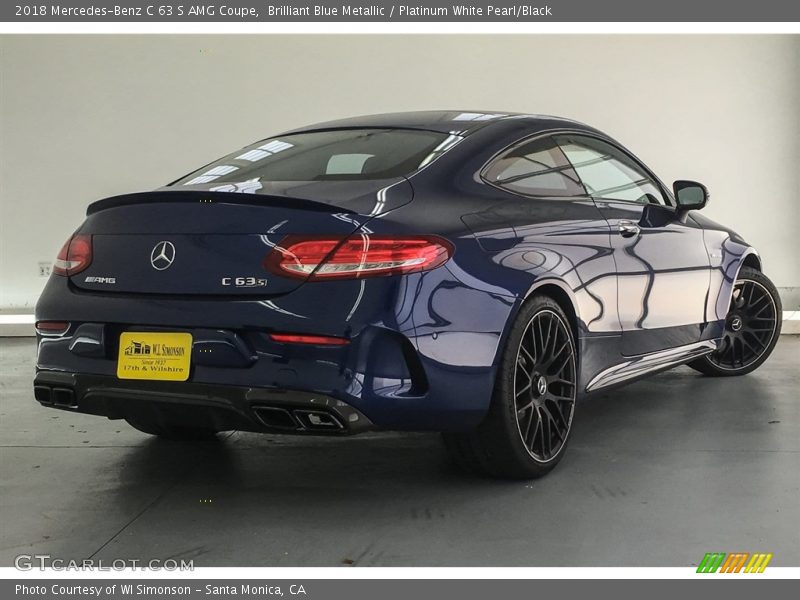 Brilliant Blue Metallic / Platinum White Pearl/Black 2018 Mercedes-Benz C 63 S AMG Coupe
