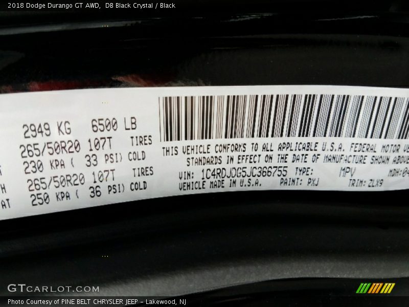 DB Black Crystal / Black 2018 Dodge Durango GT AWD