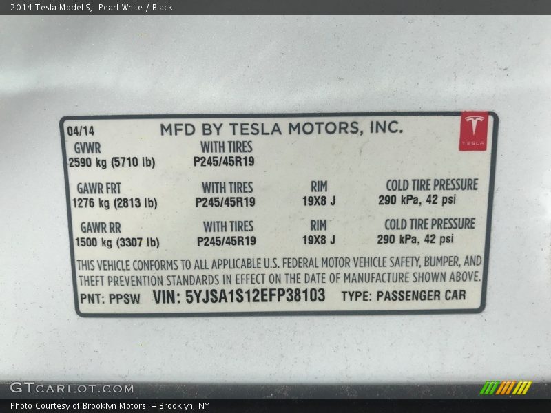 Pearl White / Black 2014 Tesla Model S