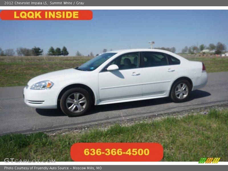 Summit White / Gray 2012 Chevrolet Impala LS