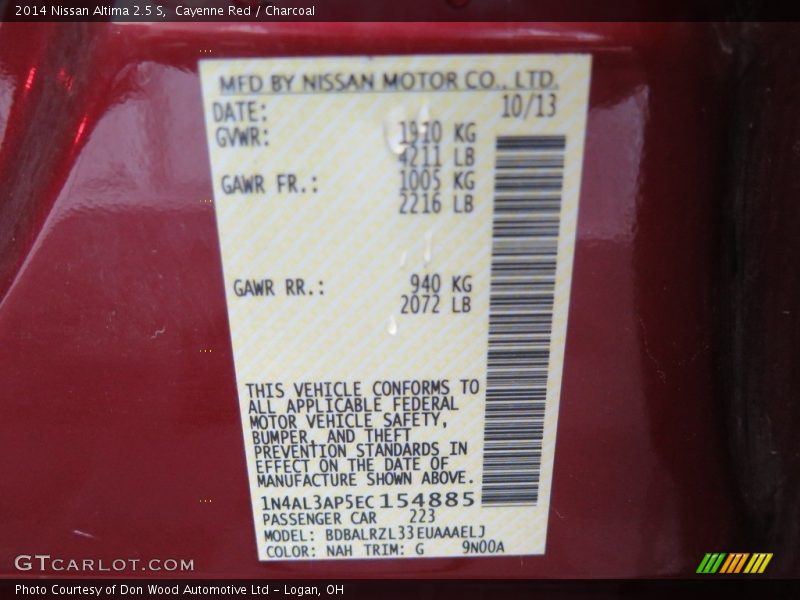 Cayenne Red / Charcoal 2014 Nissan Altima 2.5 S