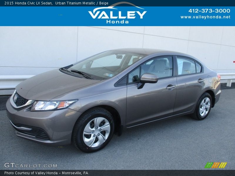 Urban Titanium Metallic / Beige 2015 Honda Civic LX Sedan