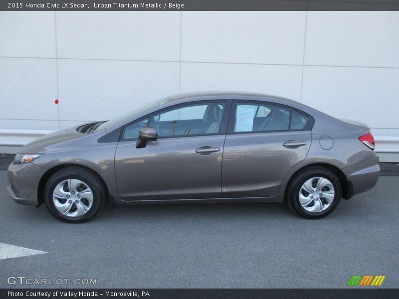 Urban Titanium Metallic / Beige 2015 Honda Civic LX Sedan