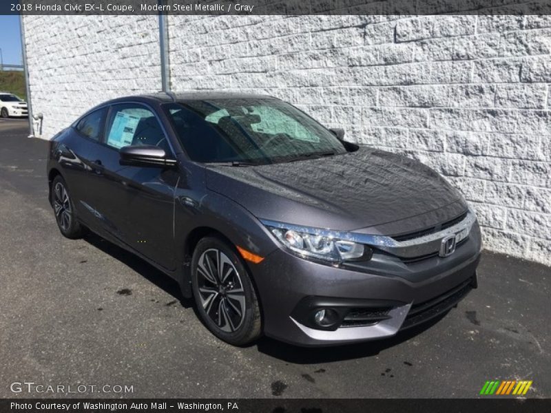Modern Steel Metallic / Gray 2018 Honda Civic EX-L Coupe