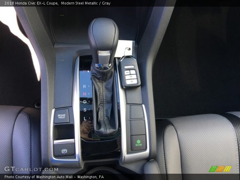 Modern Steel Metallic / Gray 2018 Honda Civic EX-L Coupe