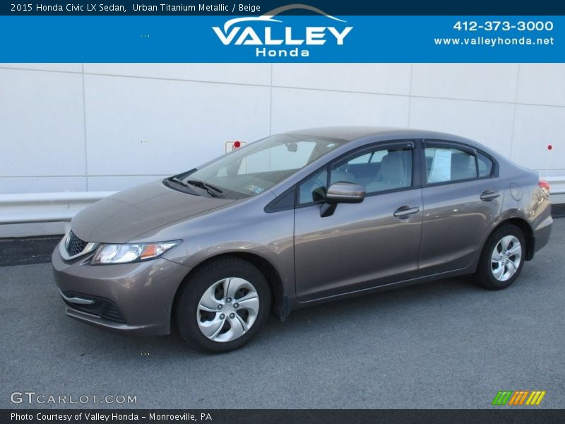 Urban Titanium Metallic / Beige 2015 Honda Civic LX Sedan