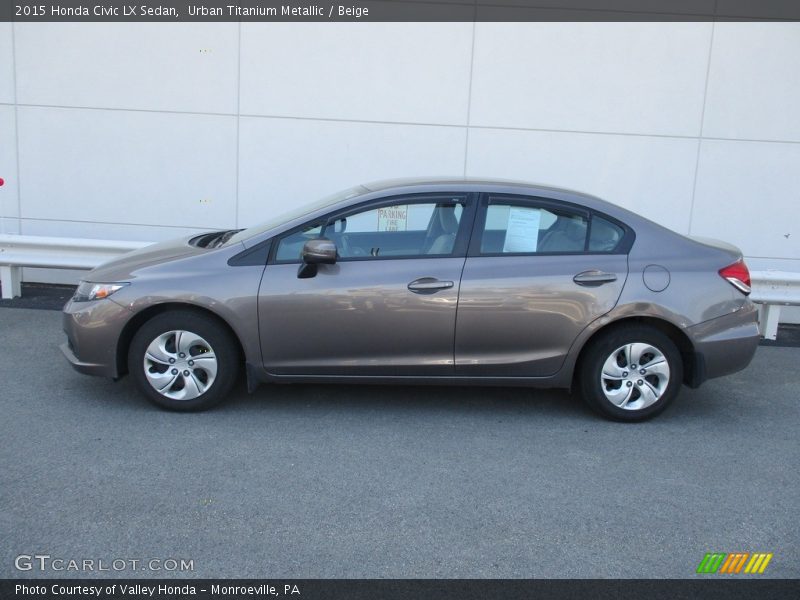 Urban Titanium Metallic / Beige 2015 Honda Civic LX Sedan