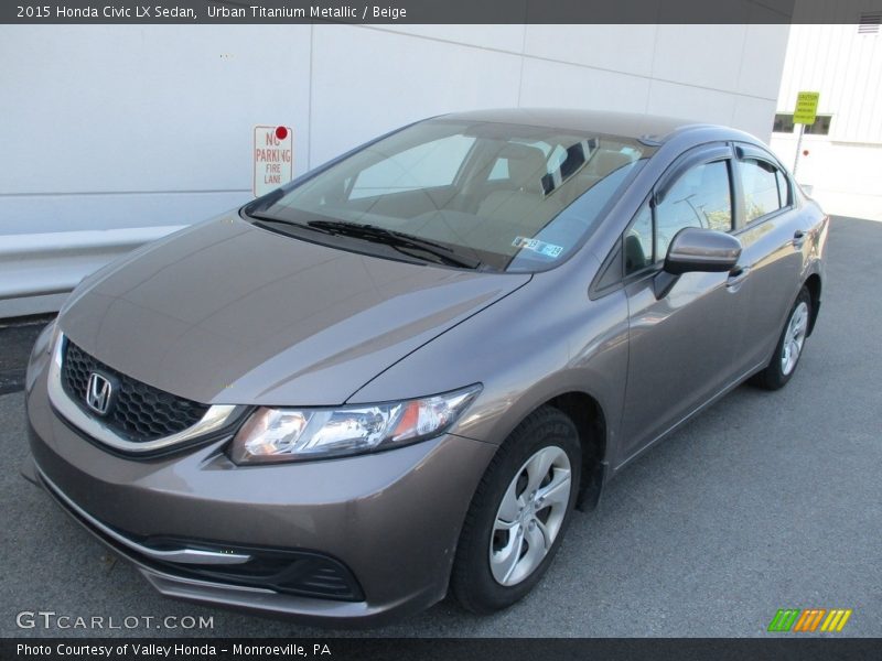Urban Titanium Metallic / Beige 2015 Honda Civic LX Sedan