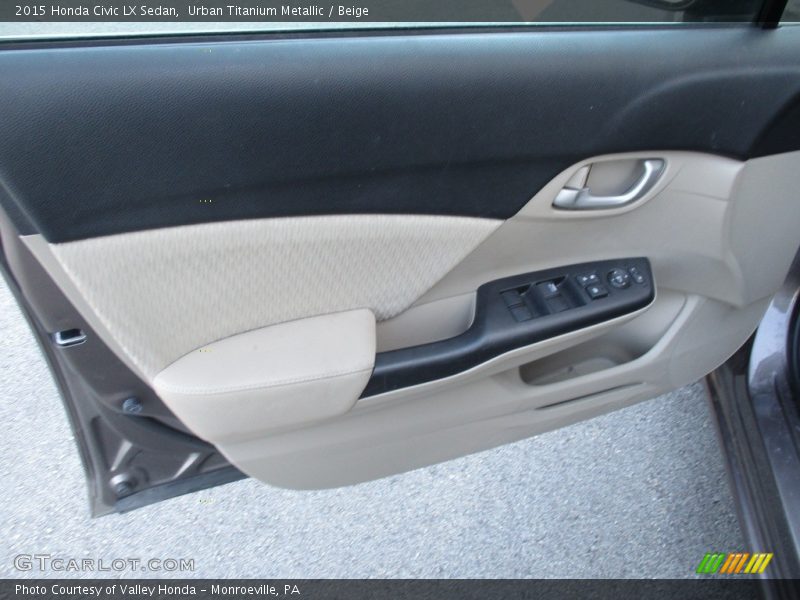 Urban Titanium Metallic / Beige 2015 Honda Civic LX Sedan