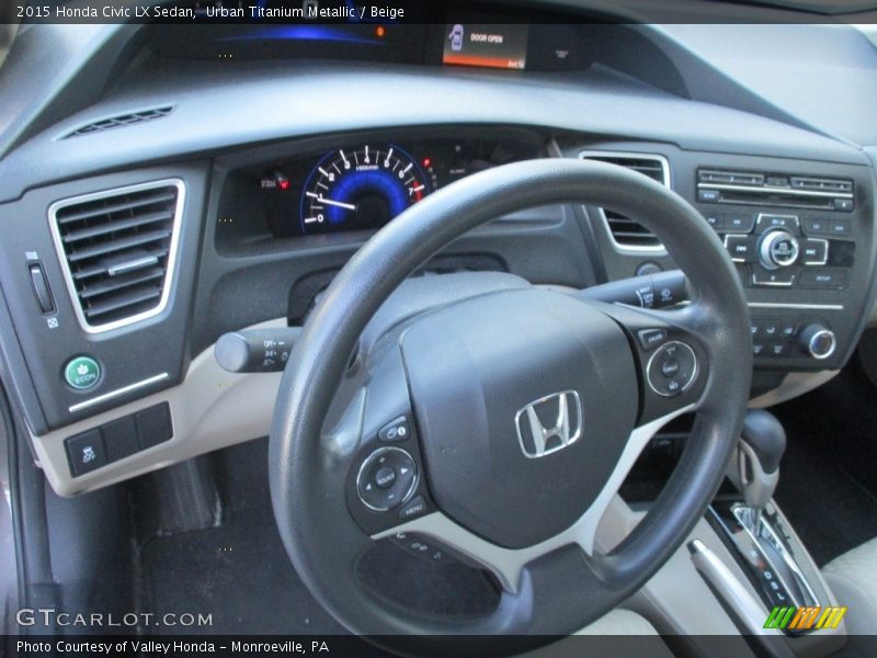 Urban Titanium Metallic / Beige 2015 Honda Civic LX Sedan
